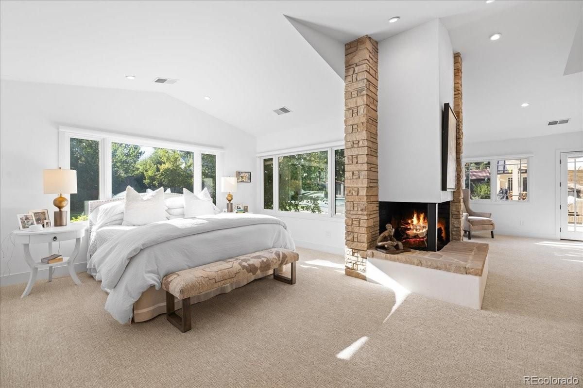 Bedroom, Fireplace, Interior, Recessed Lighting