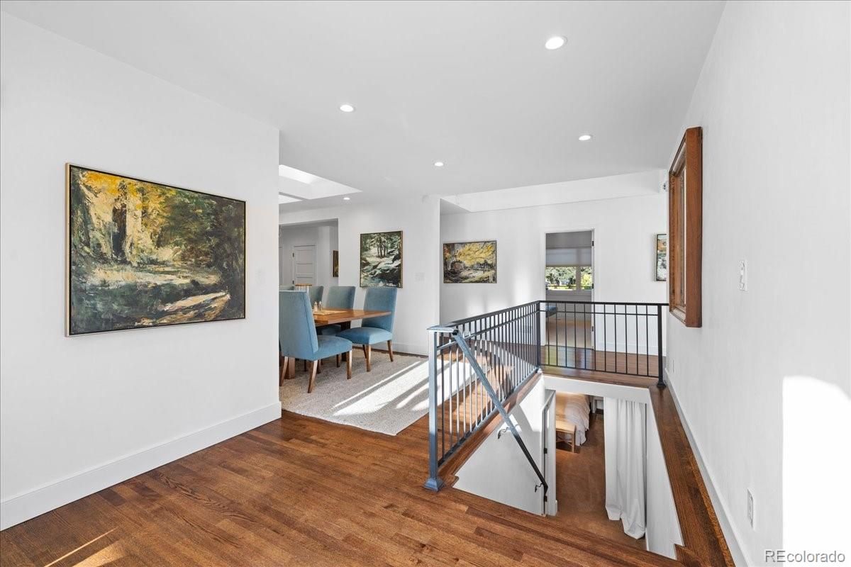 Dining room, Interior, Recessed Lighting, Wood Texture Flooring