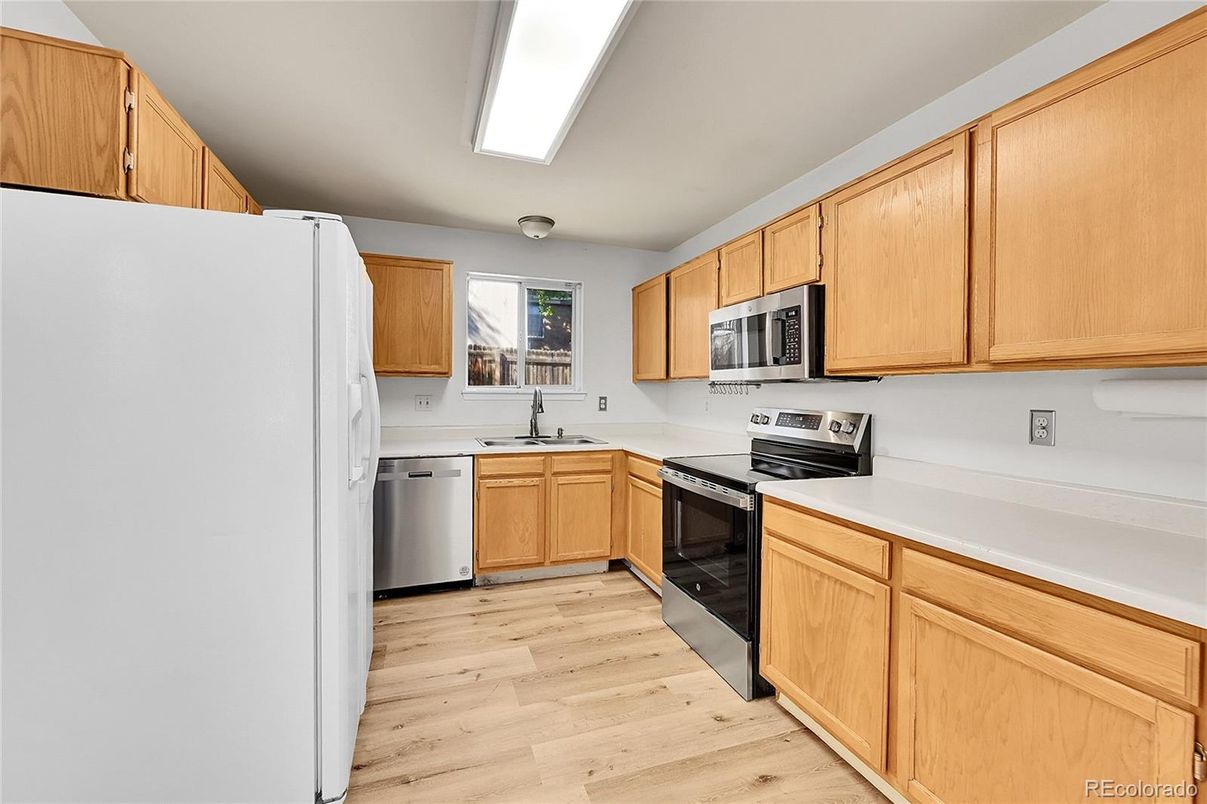 Interior, Kitchen, Stainless Steel Appliances, Wood Texture Flooring