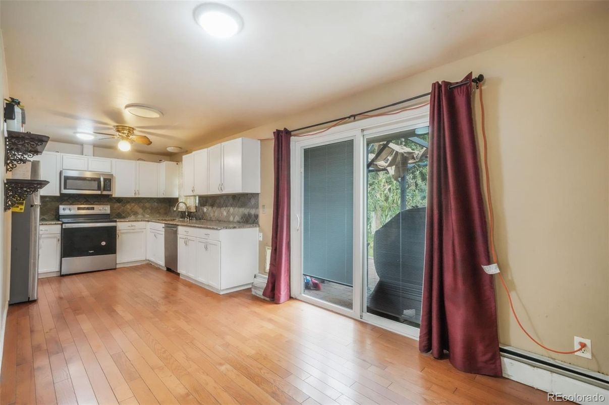 Interior, Kitchen, Stainless Steel Appliances, Wood Texture Flooring