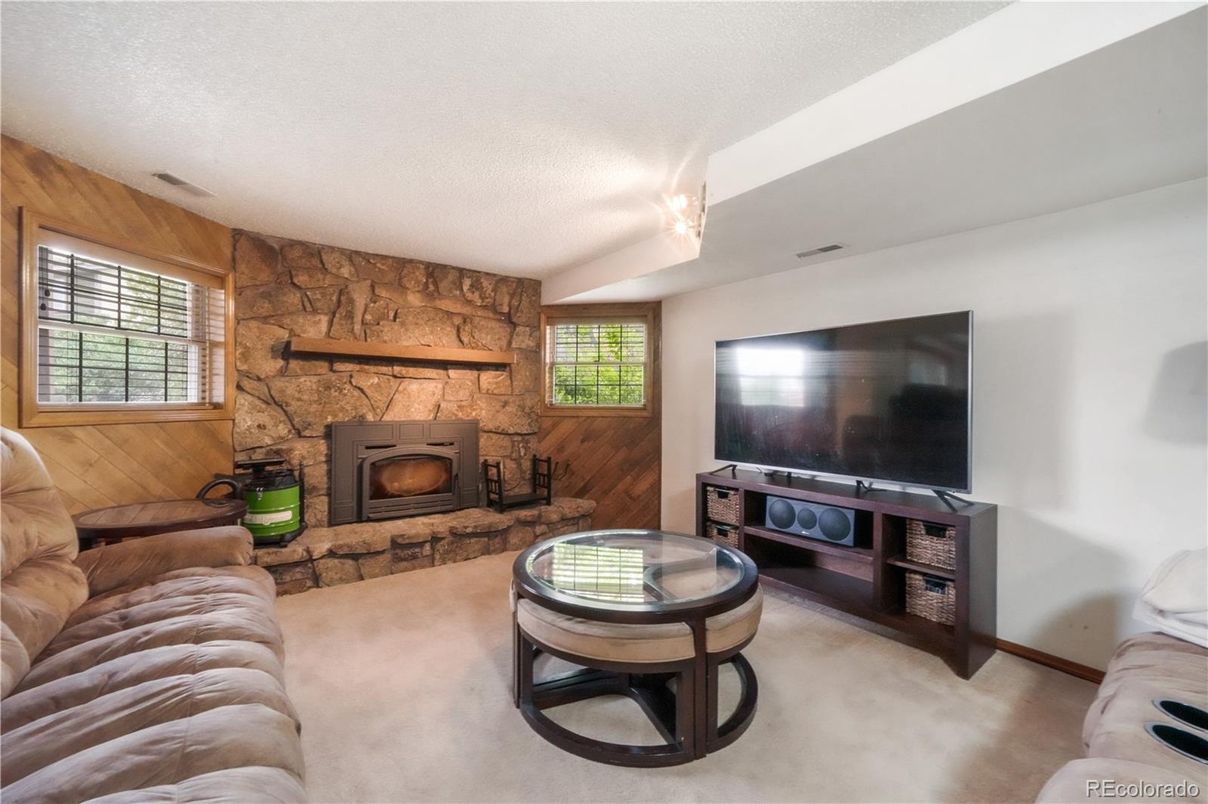 Fireplace, Interior, Living room, Stone Walls, Wooden Walls