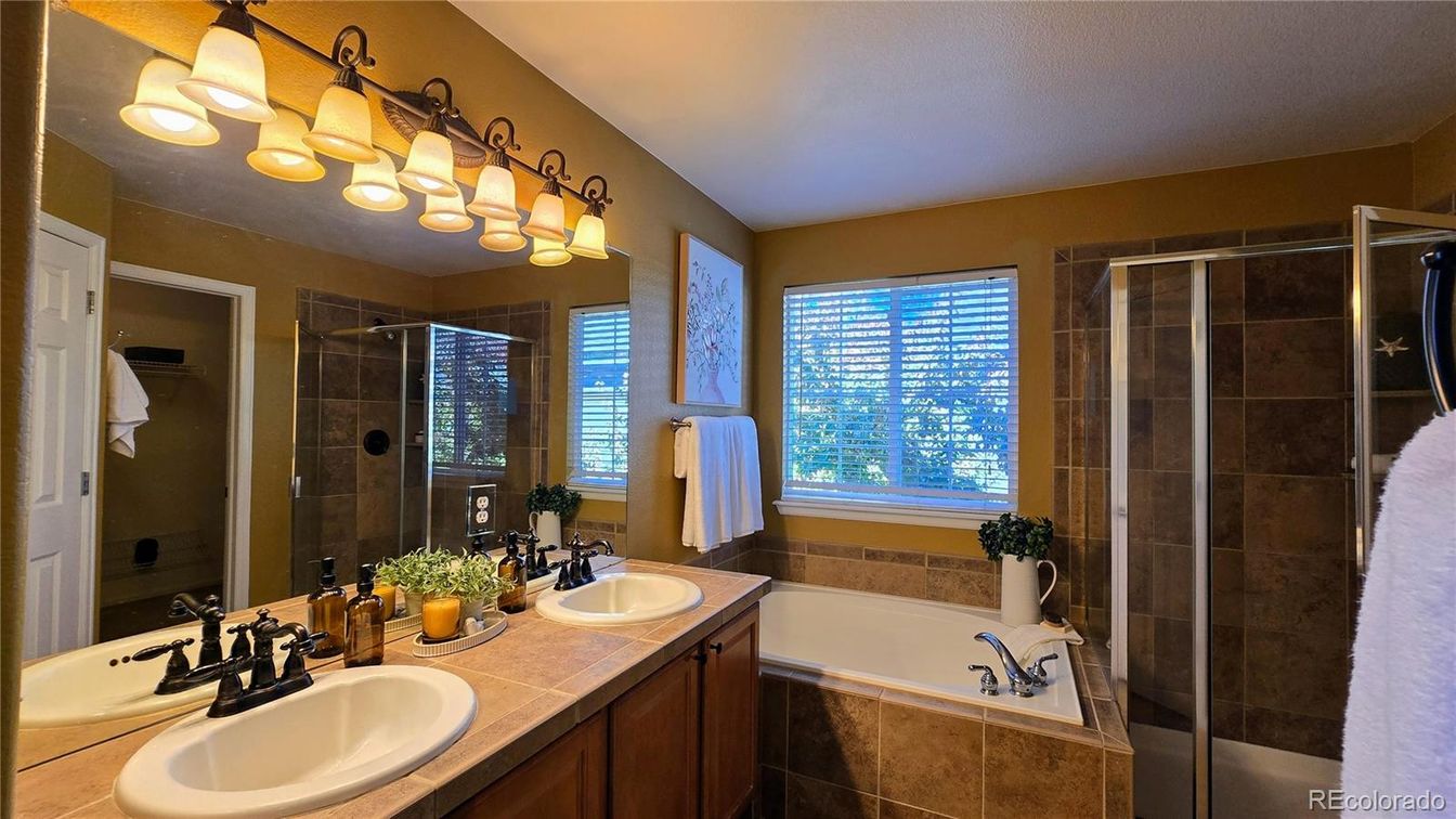 Bathroom, Dual Sink Vanities, Glass Shower, Interior, Tile Countertops