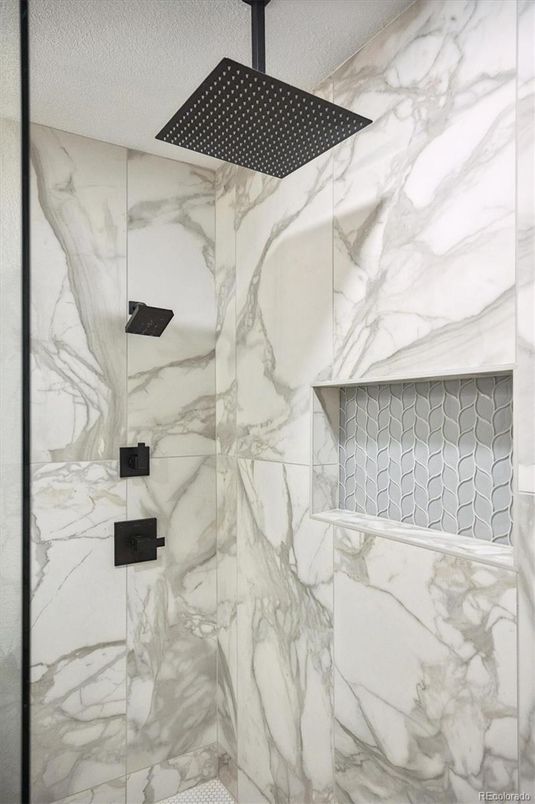 Bathroom, Glass Shower, Interior, Marble Walls