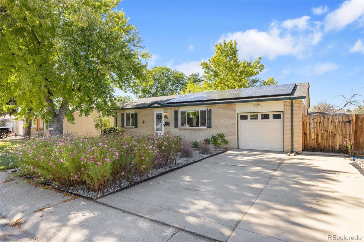 Attached, Exterior, Facade, Brick Facade, Solar Panels, Ranch