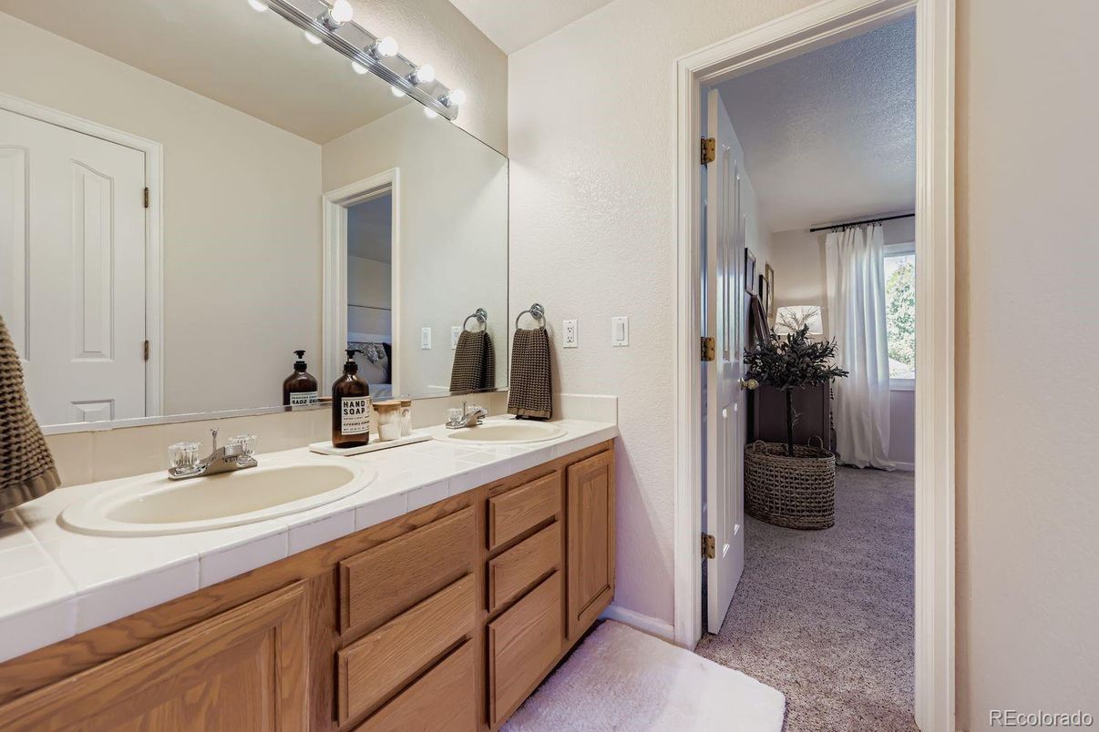 Bathroom, Dual Sink Vanities, Interior, Tile Countertops