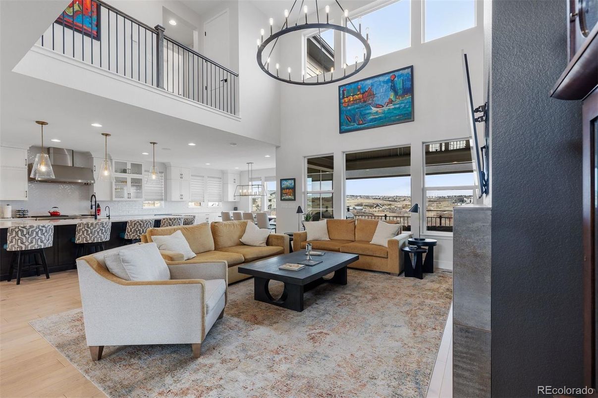 Interior, Kitchen, Living room, Pendant Lights, Recessed Lighting, Wood Texture Flooring