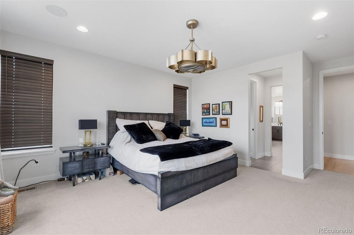 Bedroom, Chandelier, Interior, Recessed Lighting