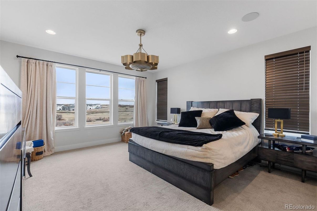 Bedroom, Chandelier, Interior, Recessed Lighting