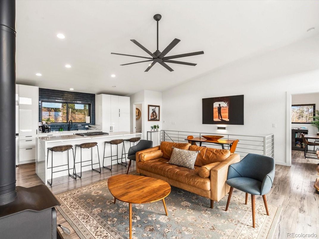 Interior, Kitchen, Living room, Recessed Lighting, Wood Texture Flooring