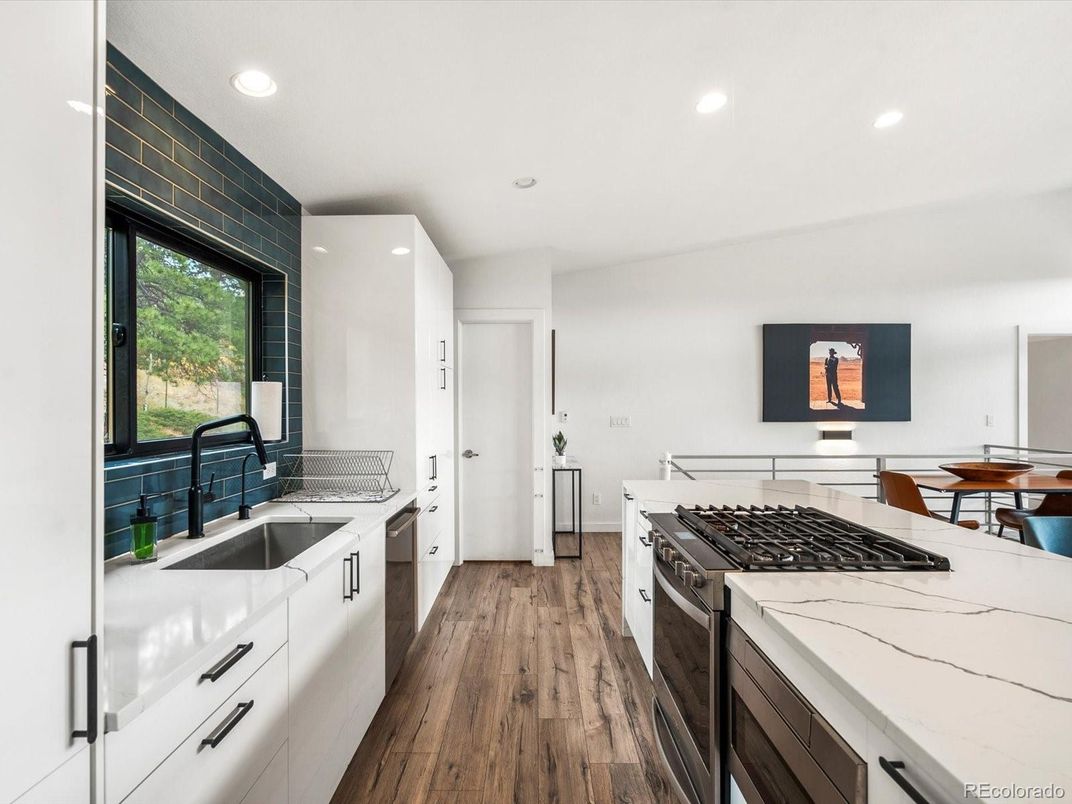 Interior, Kitchen, Recessed Lighting, Wood Texture Flooring