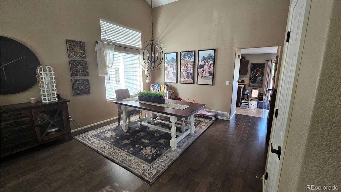 Chandelier, Dining room, Interior, Pendant Lights, Wood Texture Flooring