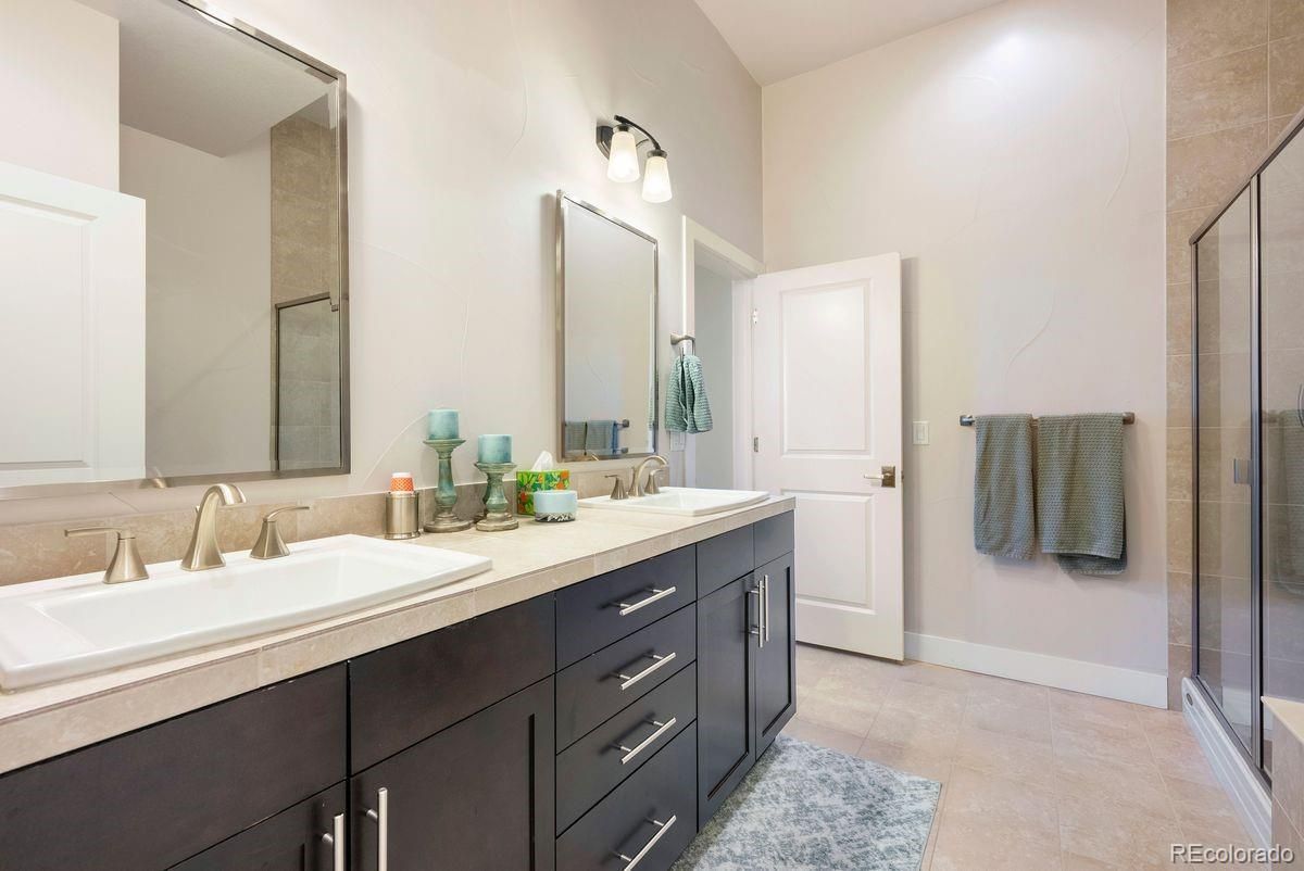 Bathroom, Dual Sink Vanities, Glass Shower, Interior