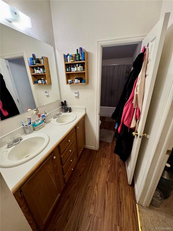 Bathroom, Dual Sink Vanities, Interior, Wood Texture Flooring