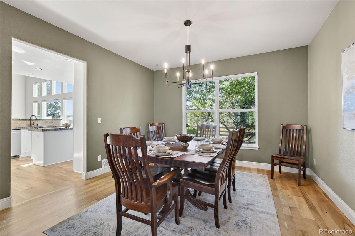 Chandelier, Dining room, Interior, Pendant Lights, Wood Texture Flooring