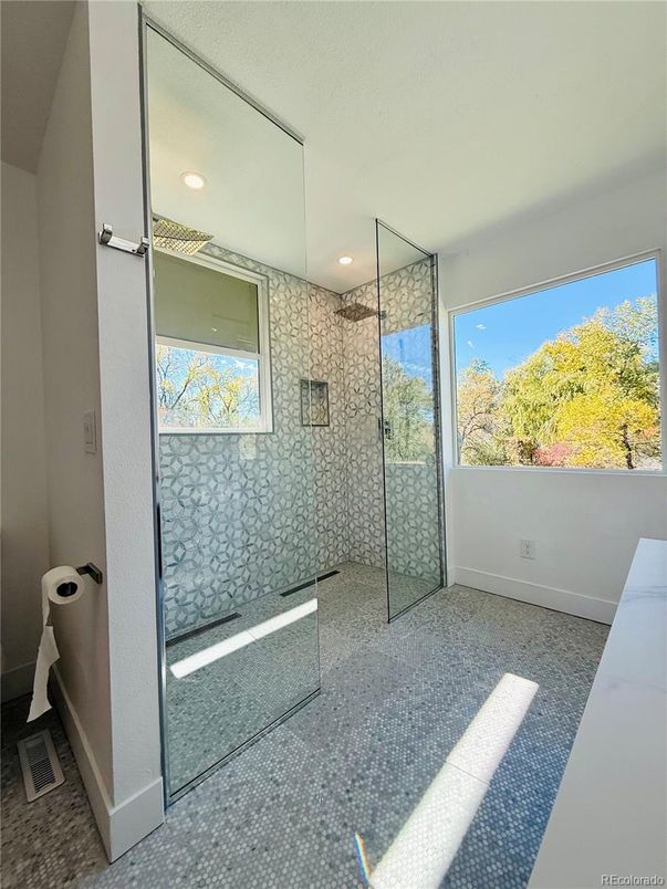 Bathroom, Glass Shower, Interior, Recessed Lighting