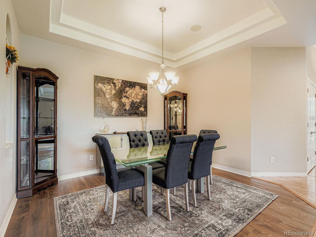 Chandelier, Dining room, Interior, Wood Texture Flooring