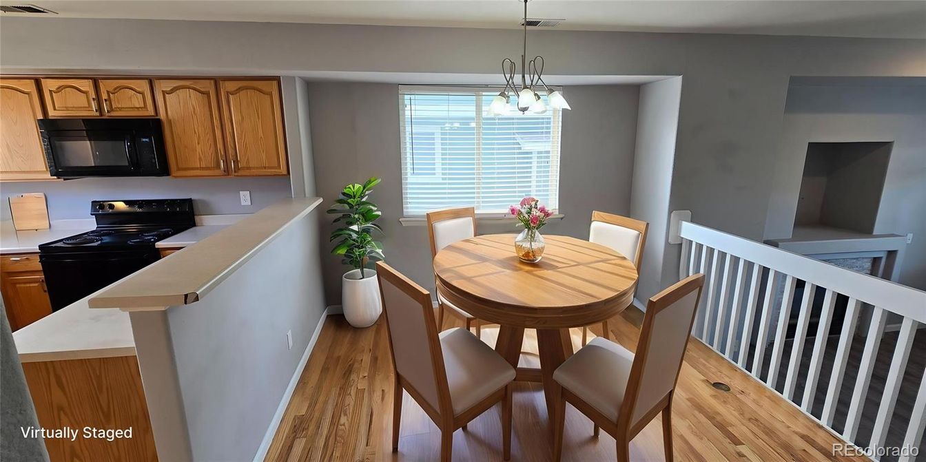 Dining room, Interior, Kitchen, Pendant Lights, Wood Texture Flooring