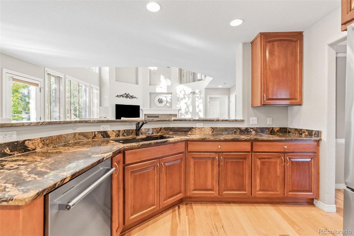 Interior, Kitchen, Recessed Lighting, Wood Texture Flooring