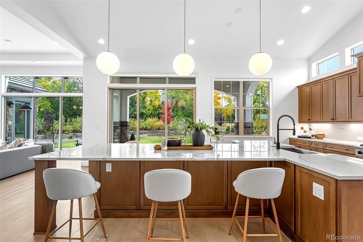 Interior, Kitchen, Pendant Lights, Recessed Lighting, Wood Texture Flooring
