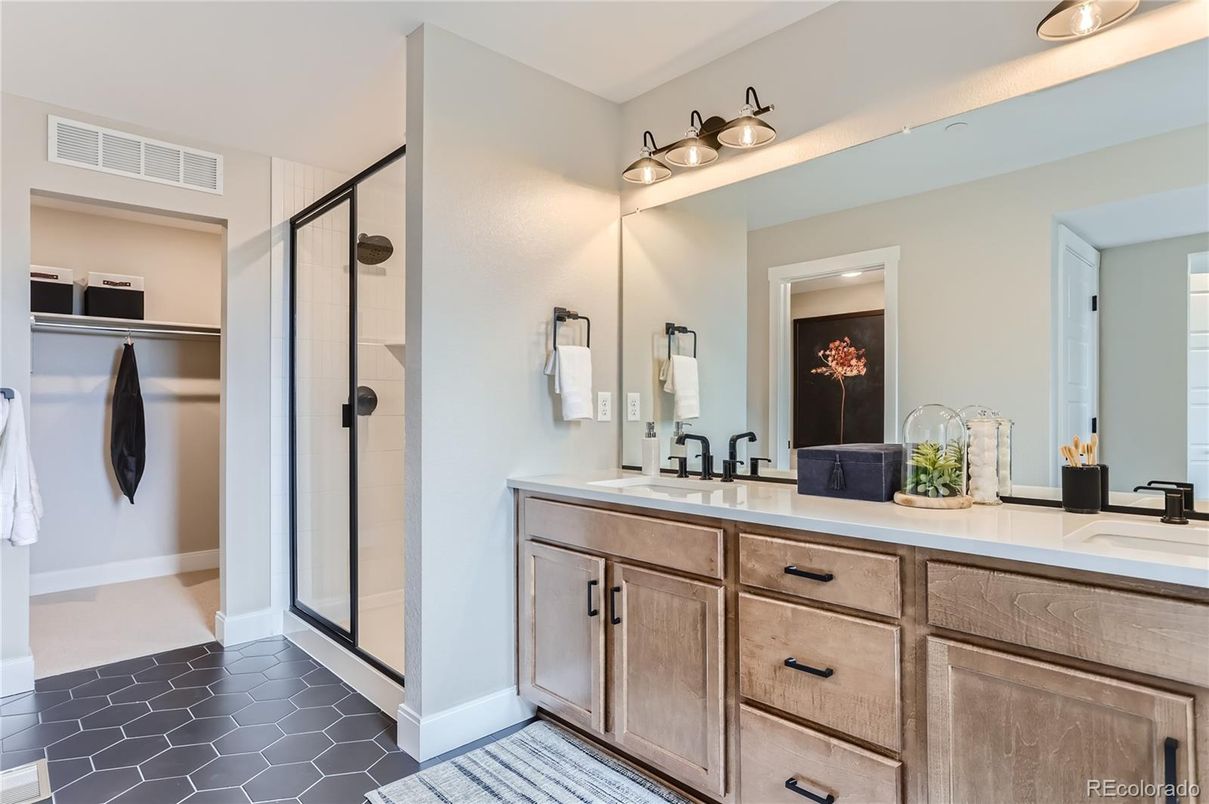 Bathroom, Dual Sink Vanities, Glass Shower, Interior