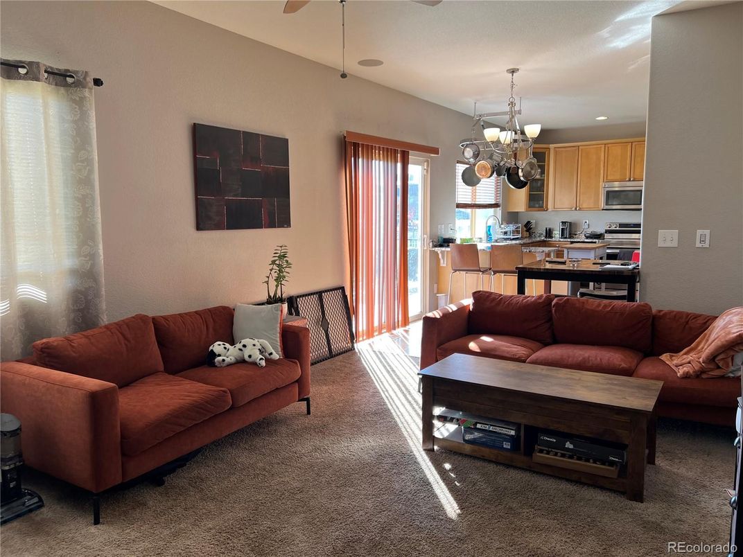 Chandelier, Dining room, Interior, Kitchen, Living room, Recessed Lighting, Stainless Steel Appliances