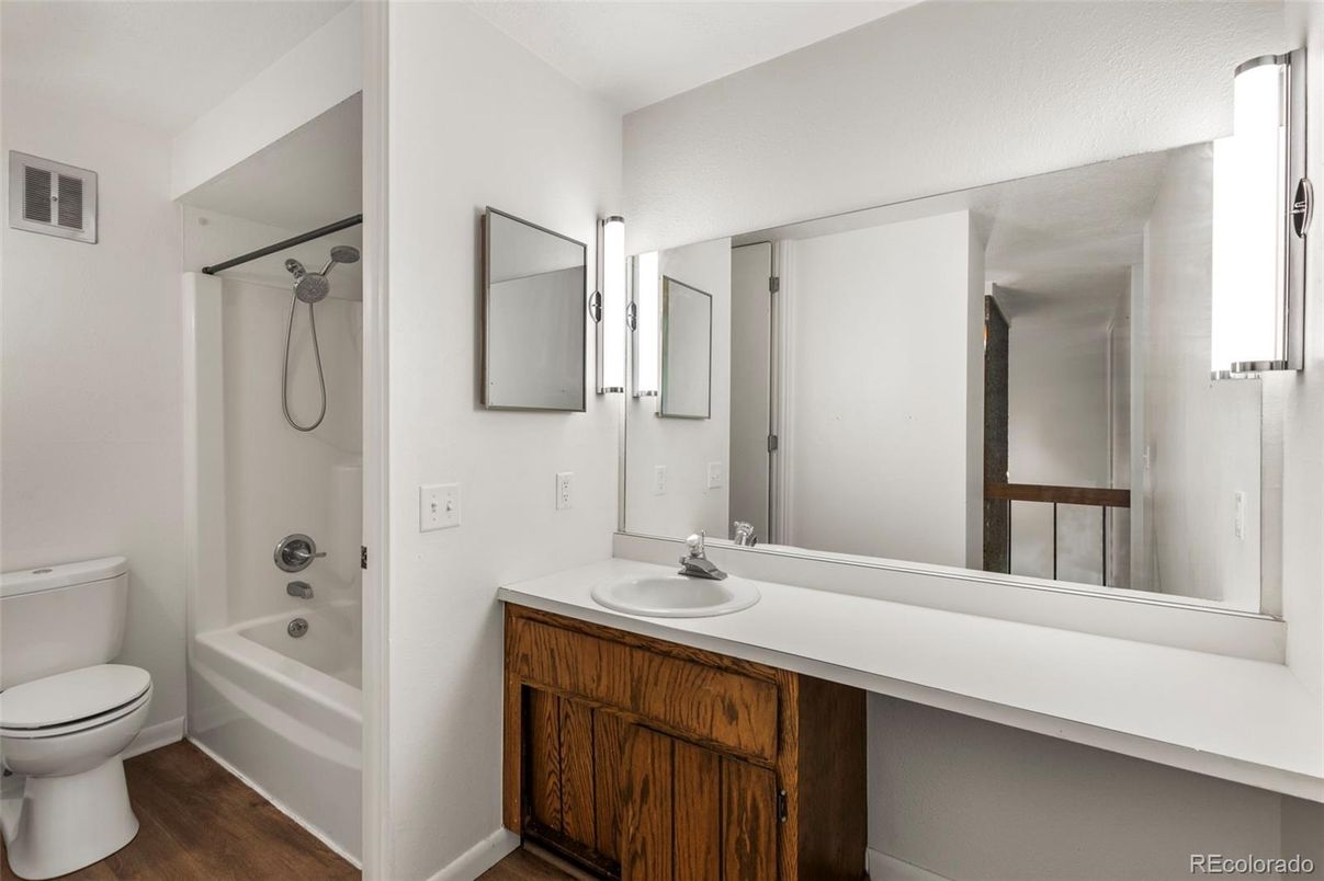 Bathroom, Dual Sink Vanities, Interior, Wood Texture Flooring