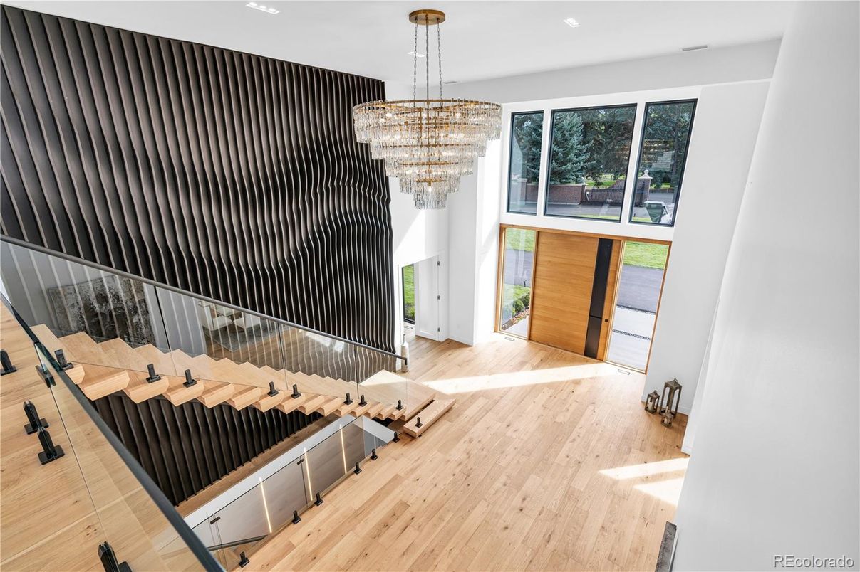 Chandelier, Interior, Recessed Lighting, Wood Texture Flooring