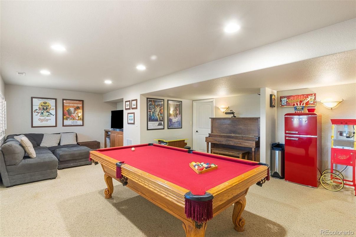 Billiard Table, Game Room, Interior, Piano, Recessed Lighting
