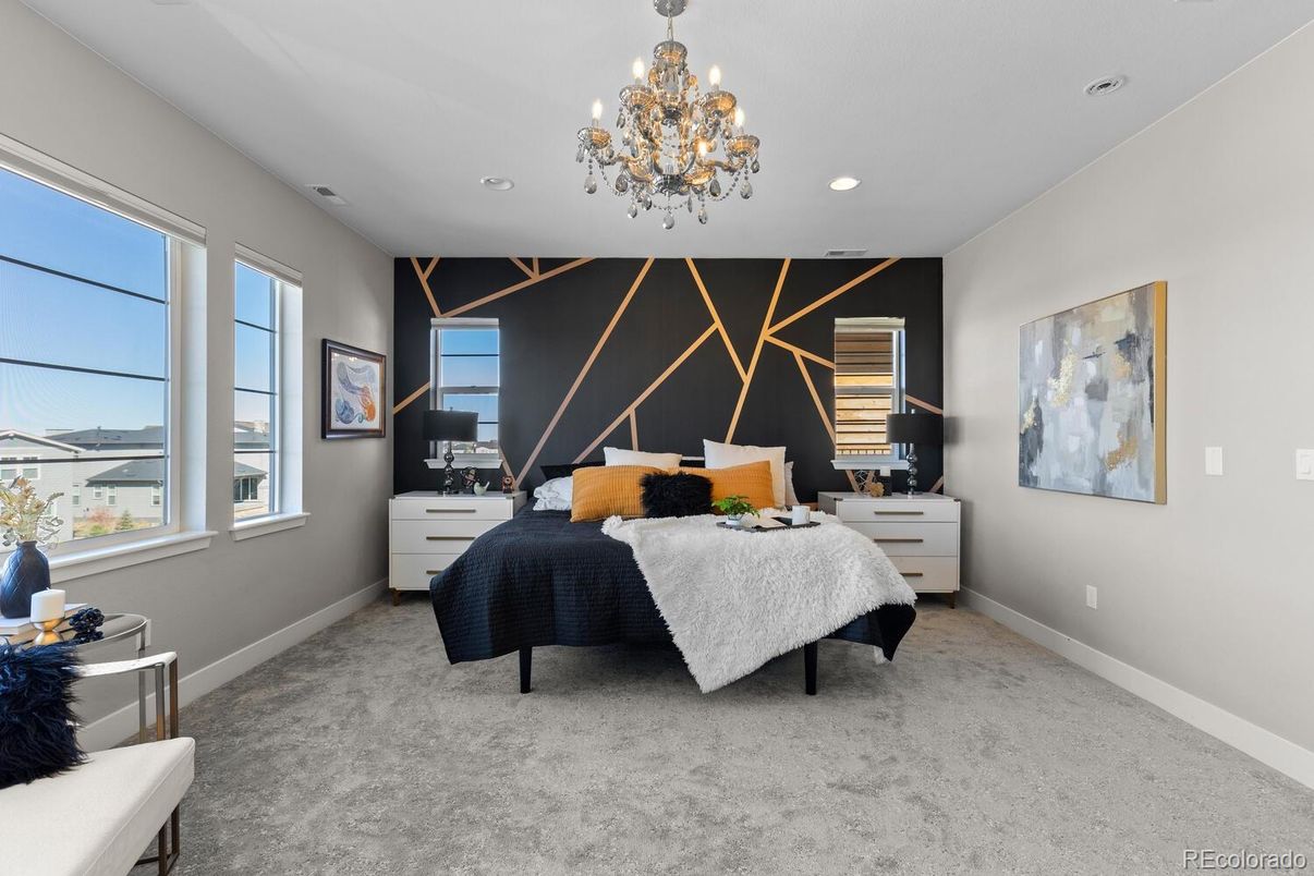Bedroom, Chandelier, Home Office, Interior, Recessed Lighting