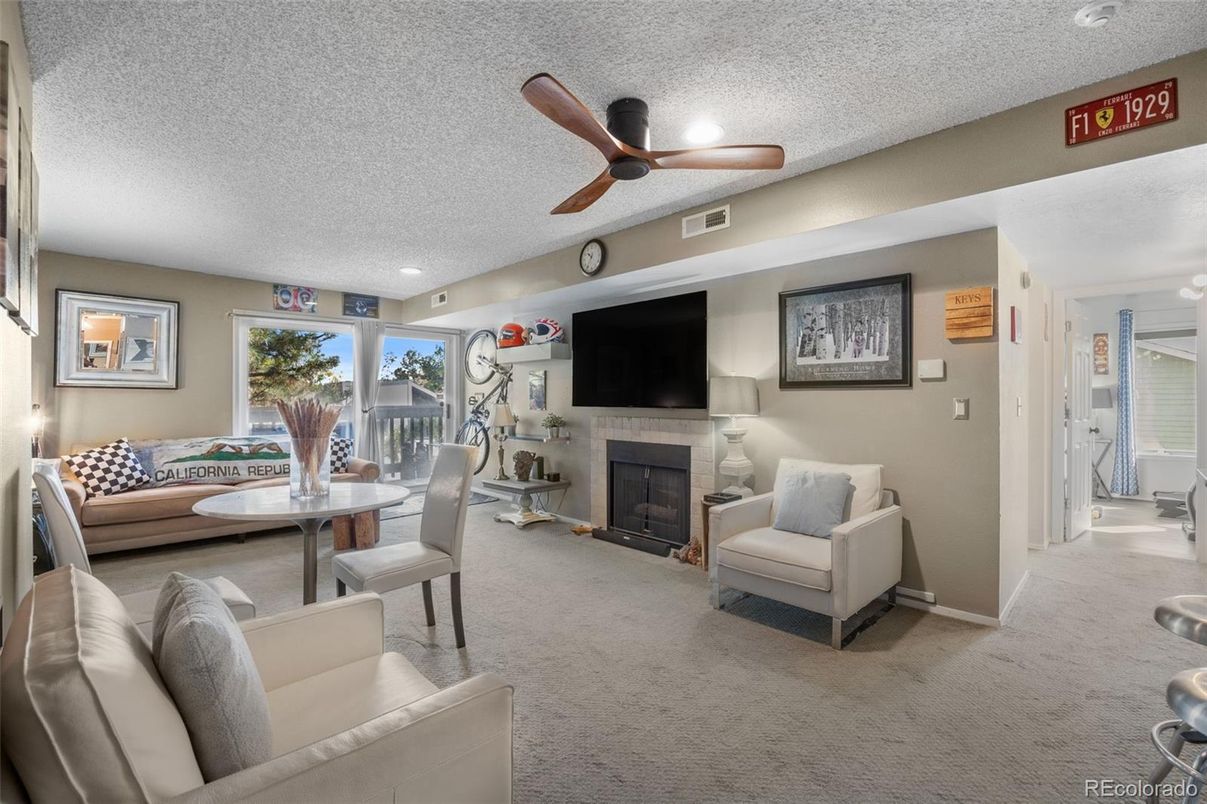 Dining room, Fireplace, Interior, Living room, Recessed Lighting