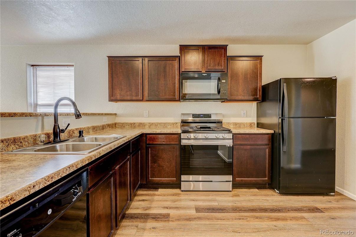 Interior, Kitchen, Stainless Steel Appliances, Wood Texture Flooring
