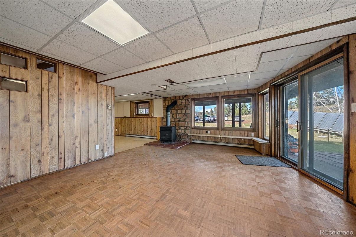 Empty room, Interior, Stone Walls, Wood Texture Flooring, Wooden Walls