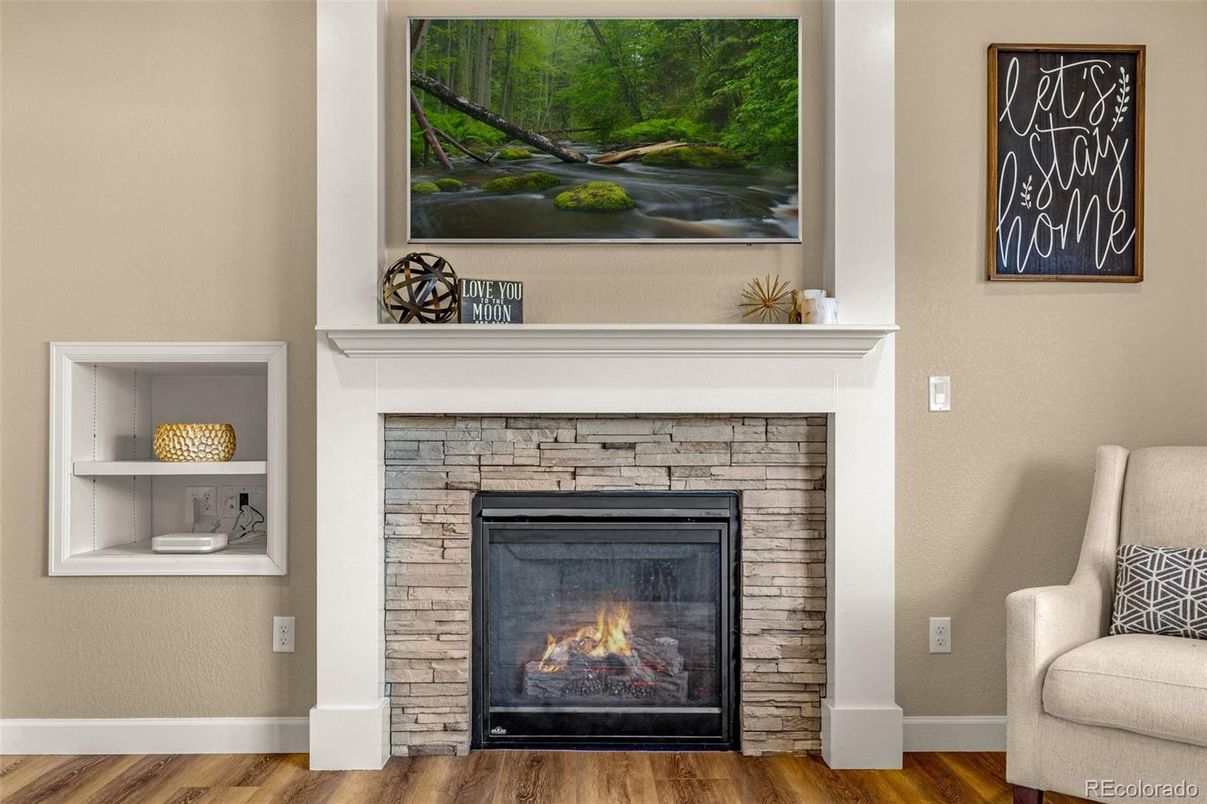 Fireplace, Interior, Wood Texture Flooring