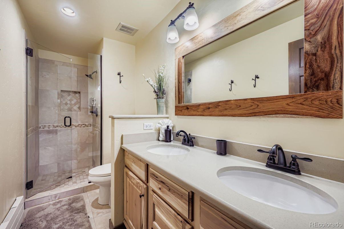 Bathroom, Dual Sink Vanities, Glass Shower, Interior, Recessed Lighting