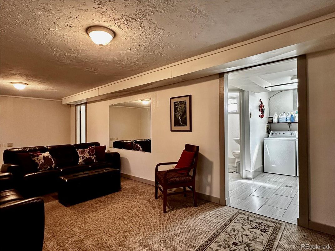 Interior, Living room, Utility Closets, Washer, Wood Texture Flooring