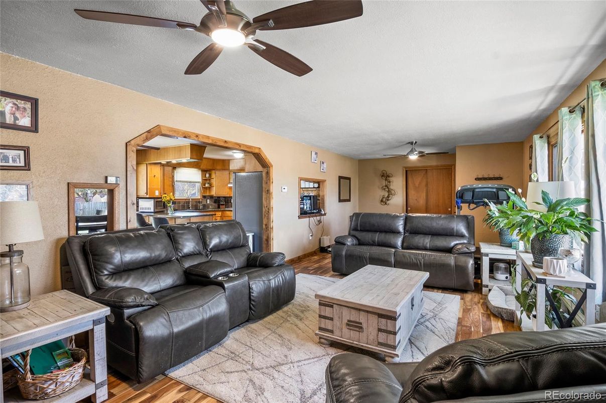 Interior, Kitchen, Living room, Stainless Steel Appliances, Wood Texture Flooring