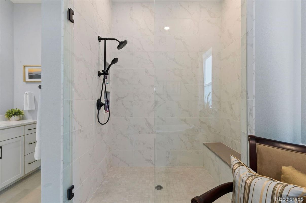 Bathroom, Glass Shower, Interior, Marble Walls