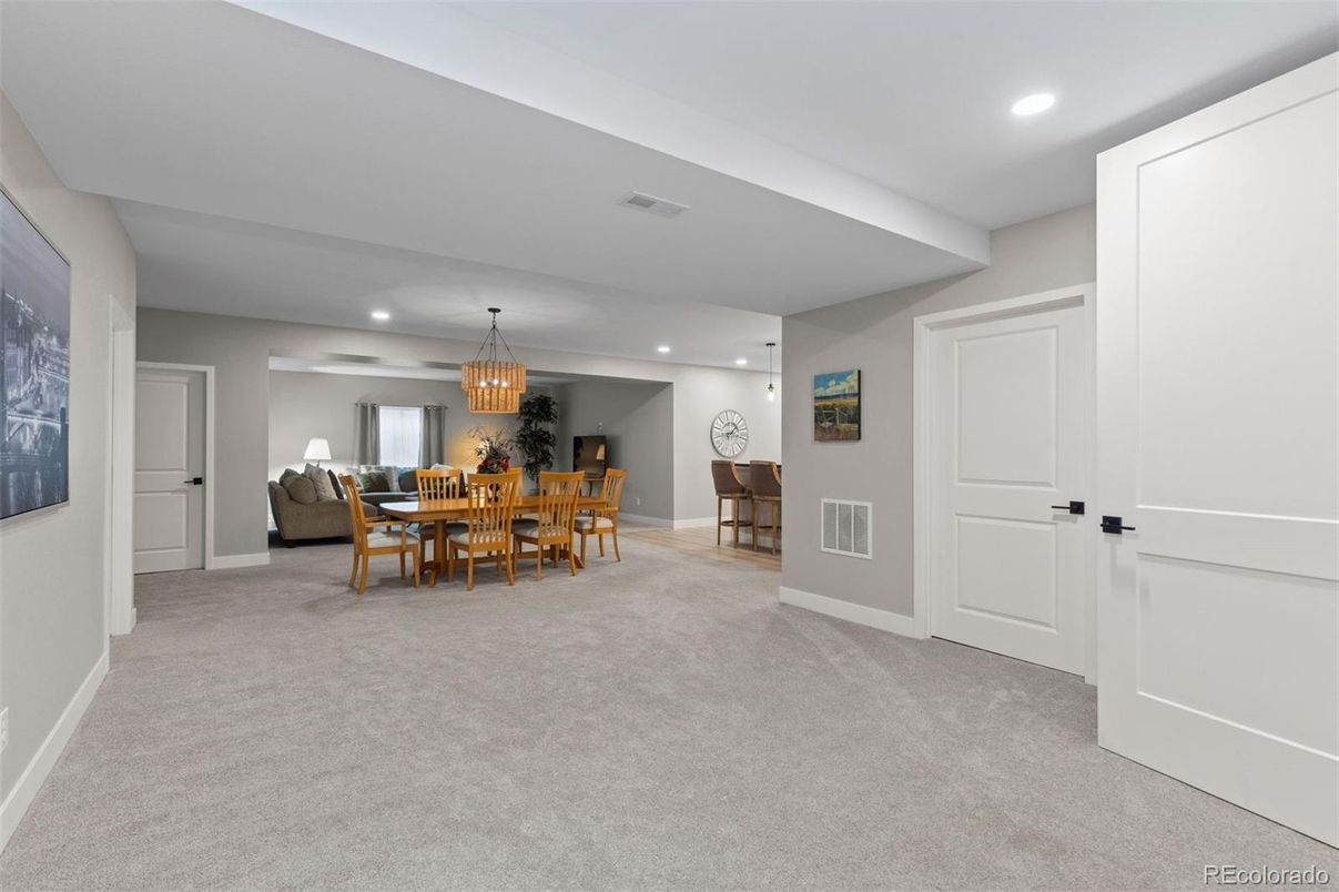 Chandelier, Dining room, Interior, Recessed Lighting
