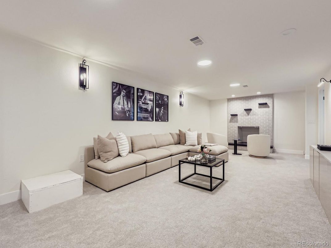 Interior, Living room, Recessed Lighting, Stone Walls