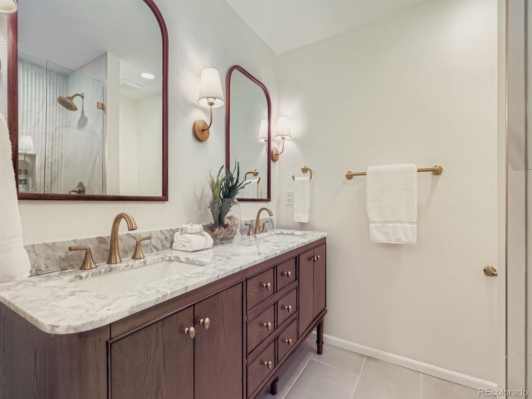 Bathroom, Dual Sink Vanities, Glass Shower, Interior, Recessed Lighting