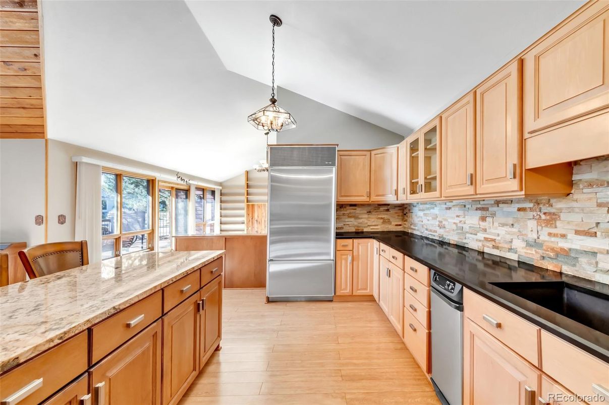 Interior, Kitchen, Pendant Lights, Stainless Steel Appliances, Wood Texture Flooring