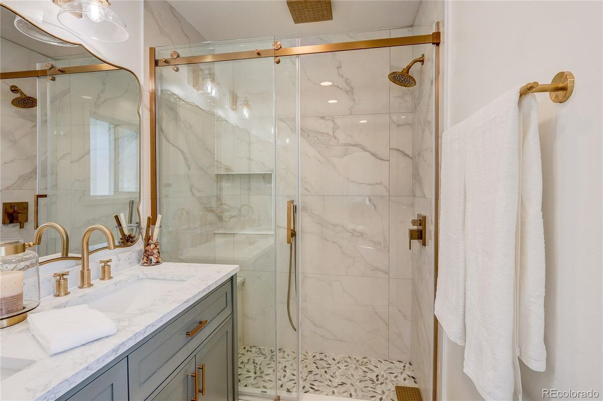 Bathroom, Glass Shower, Interior, Marble Walls