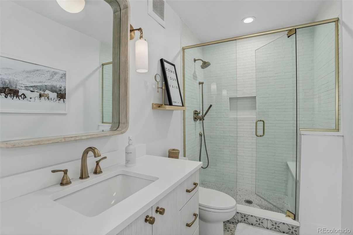 Bathroom, Glass Shower, Interior, Recessed Lighting