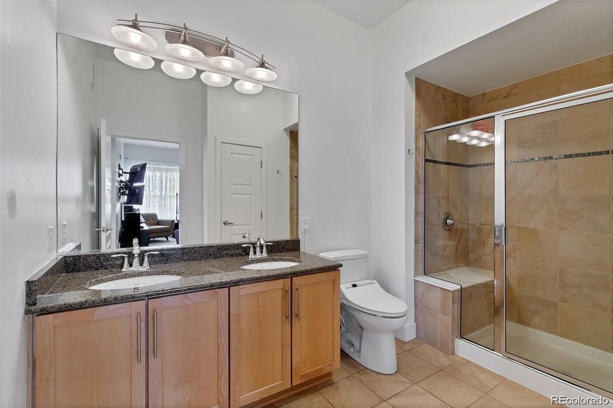 Bathroom, Dual Sink Vanities, Glass Shower, Interior