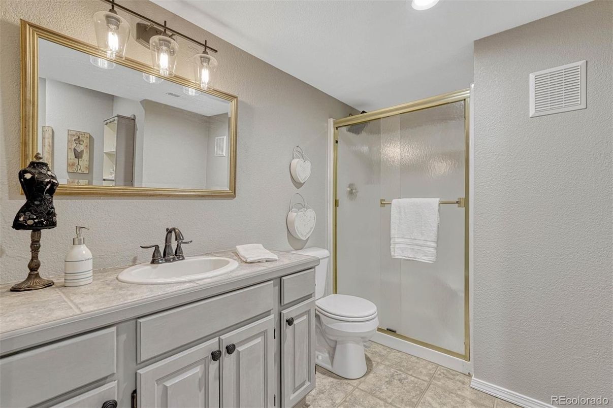 Bathroom, Glass Shower, Interior, Recessed Lighting, Tile Countertops