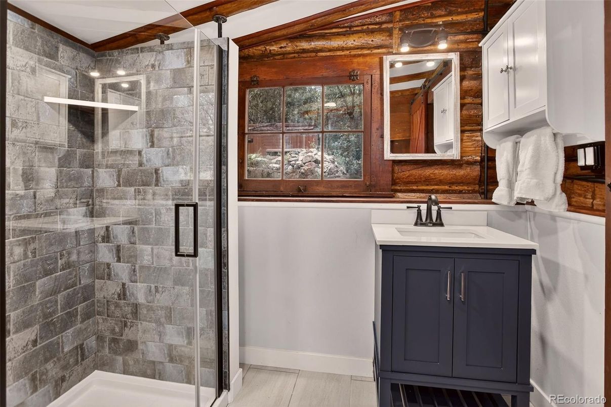 Bathroom, Glass Shower, Interior, Stone Walls