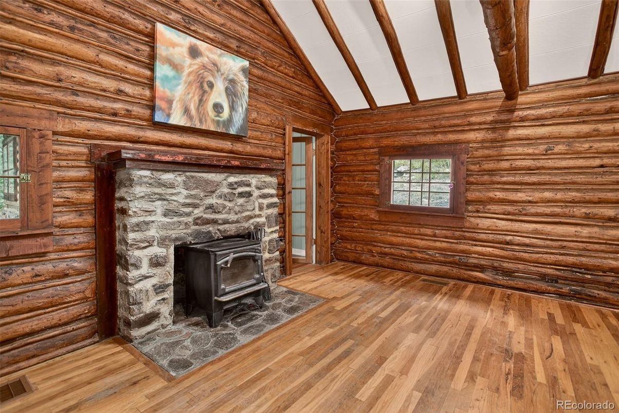 Empty room, Fireplace, Interior, Wood Texture Flooring, Wooden Walls