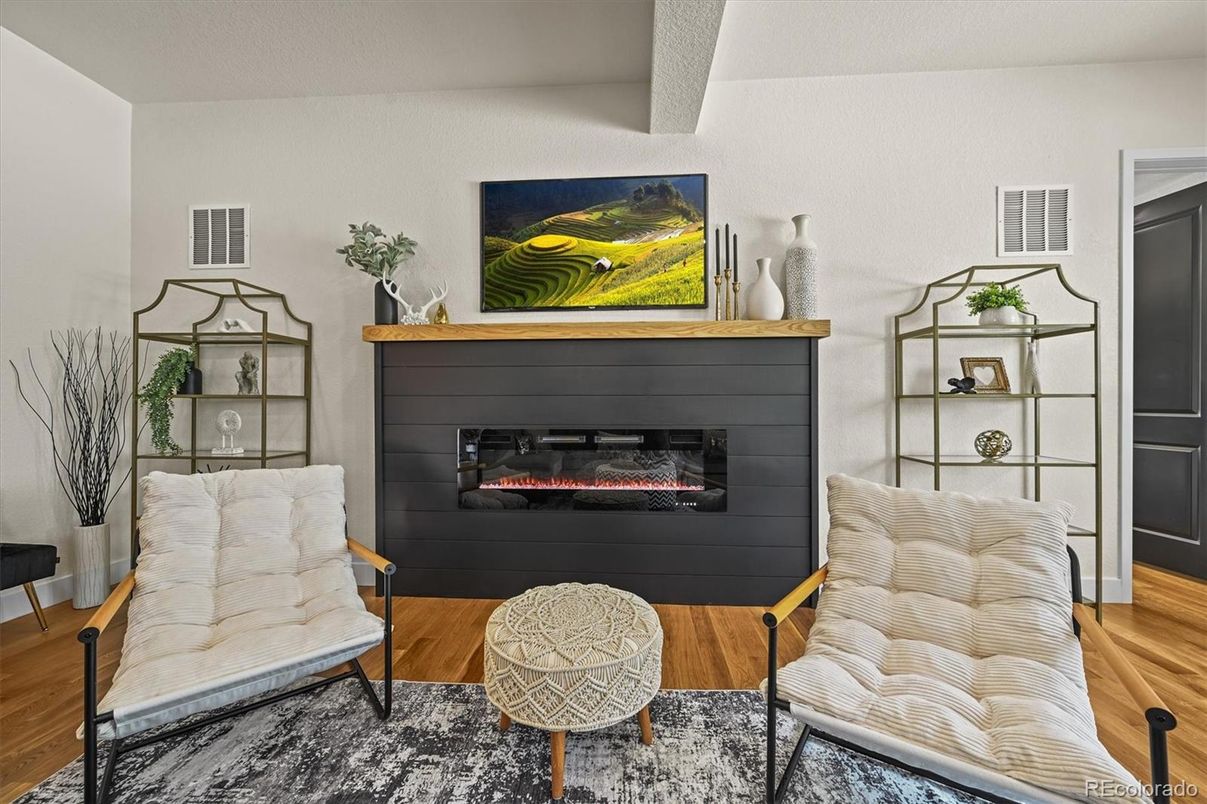 Fireplace, Interior, Wood Texture Flooring