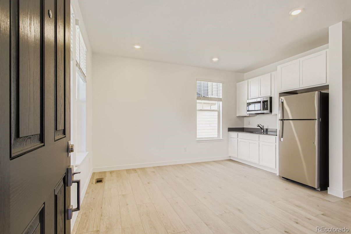 Interior, Kitchen, Recessed Lighting, Wood Texture Flooring