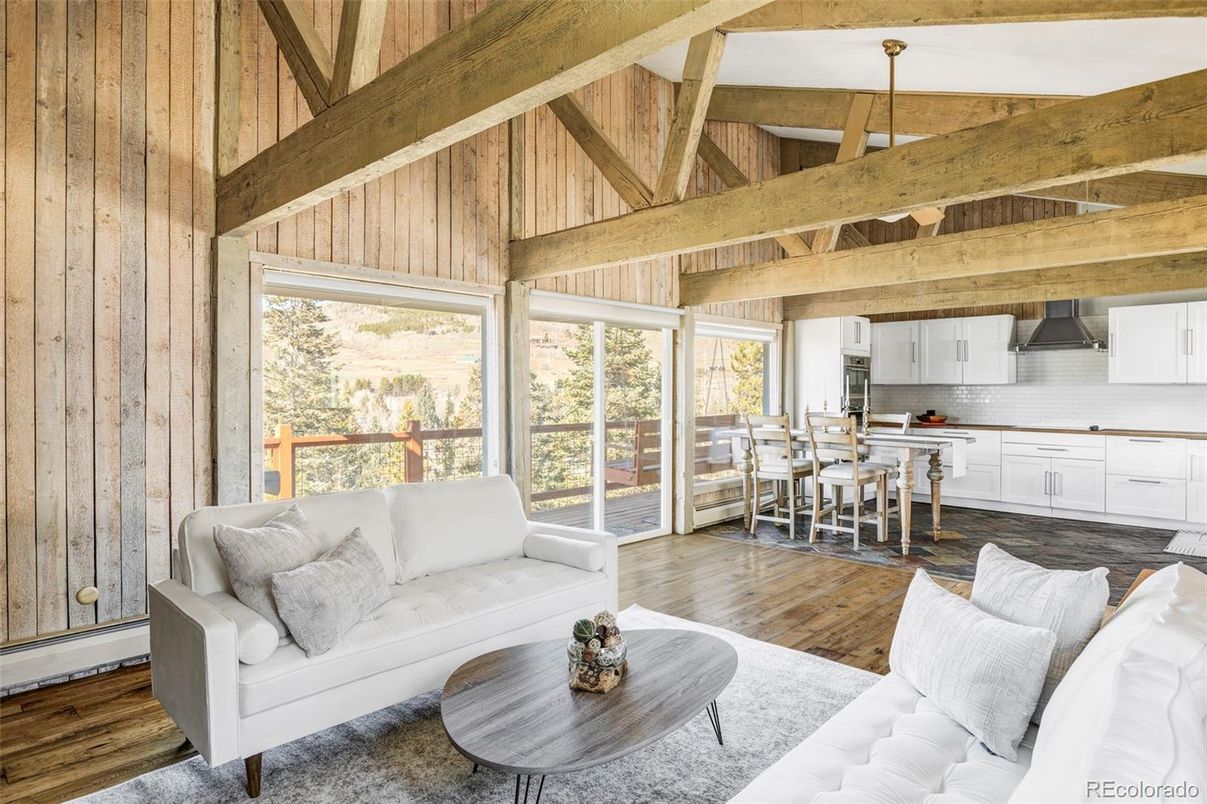 Dining room, Interior, Kitchen, Living room, Wooden Beams, Wooden Ceilings, Wood Texture Flooring, Wooden Walls
